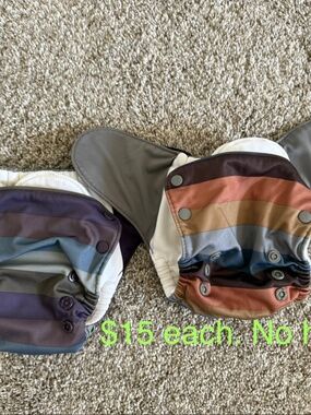 2 EUC Grovia striped cloth diapers